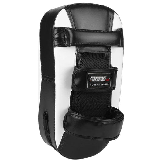 Curved Boxing Punch Pad with Forearm Support white-black by HitMyNeed