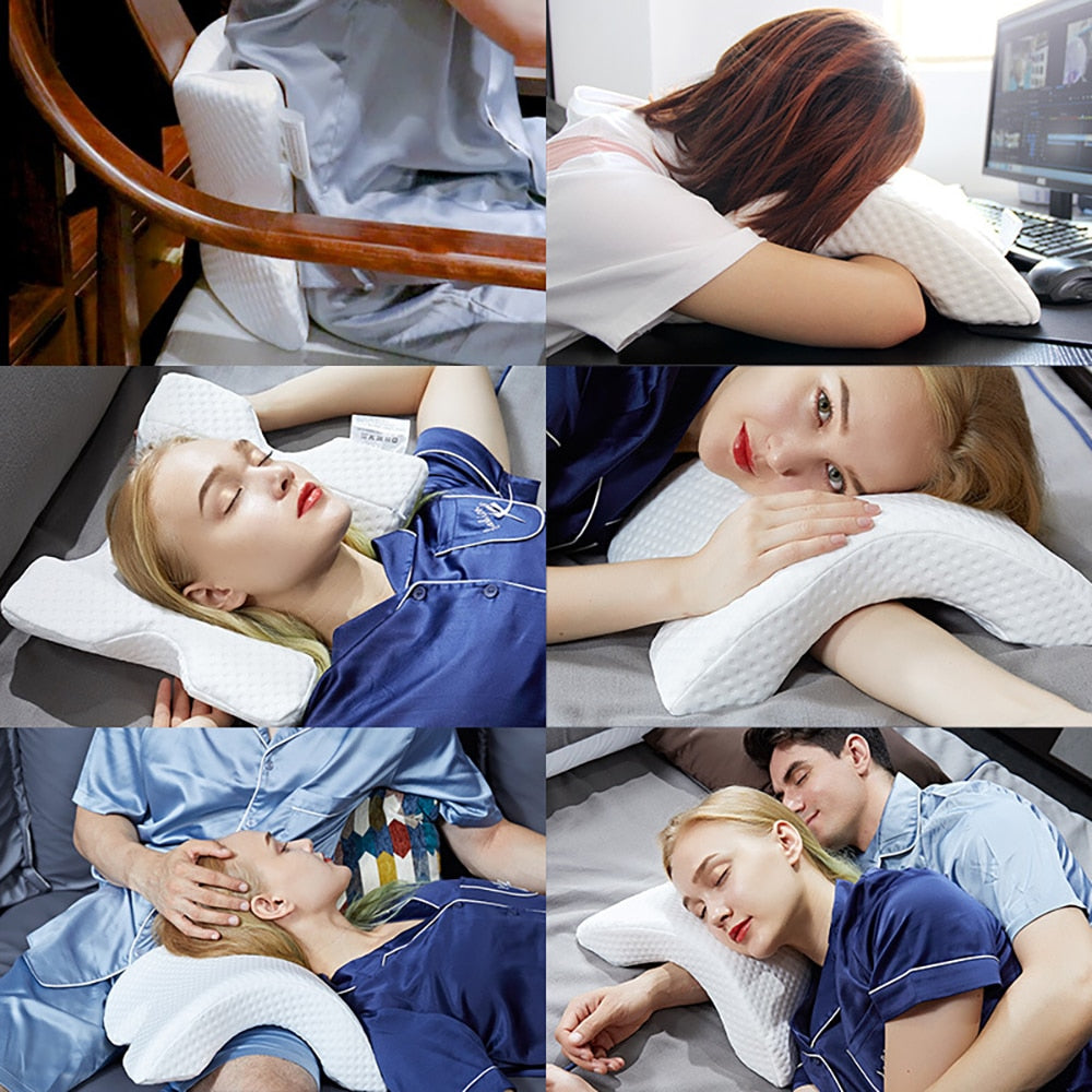 Curved Memory Foam Spooning Pillow for Couples by HitMyNeed