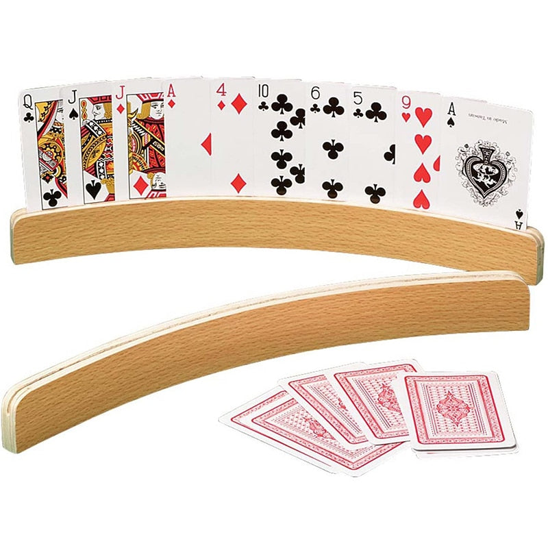 Curved Wooden Playing Cards Holder Stand by HitMyNeed