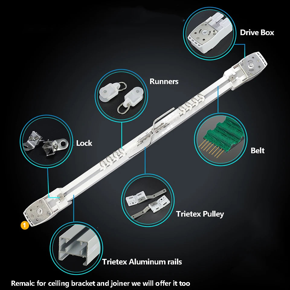 Custom Quiet Smart Curtain Track for Zigbee Motors by HitMyNeed