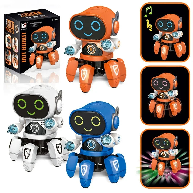 Cute 6-Claw LED Musical Dancing Robot Toy for Kids by HitMyNeed