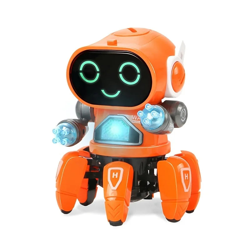 Cute 6-Claw LED Musical Dancing Robot Toy for Kids orange by HitMyNeed