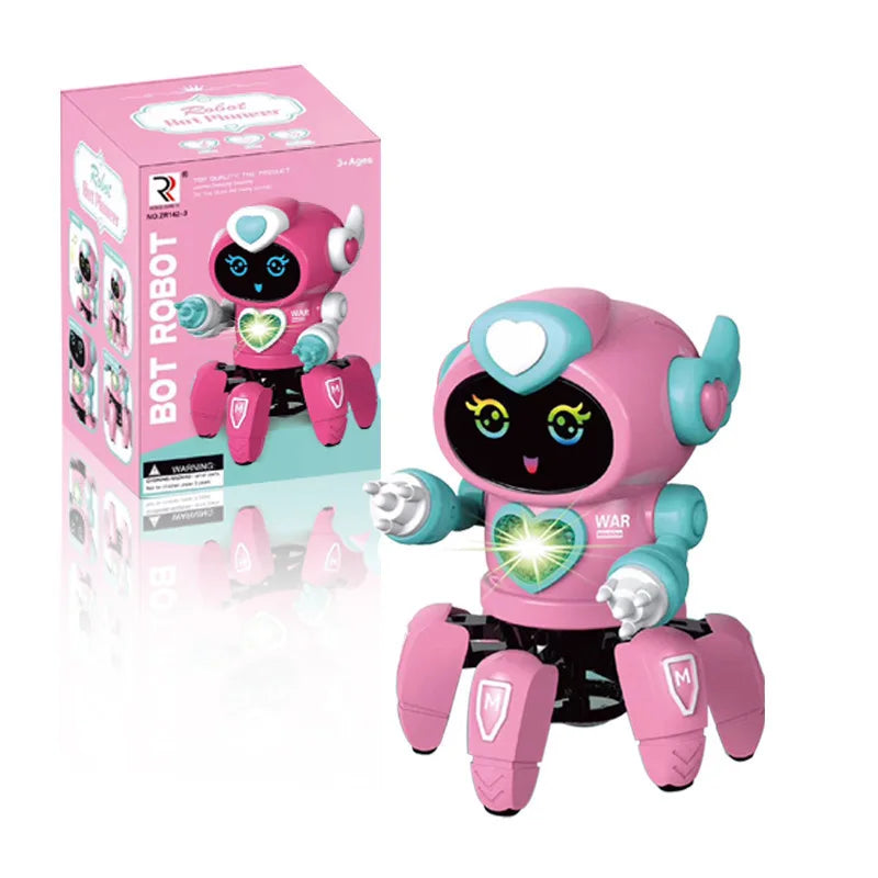 Cute 6-Claw LED Musical Dancing Robot Toy for Kids pink by HitMyNeed