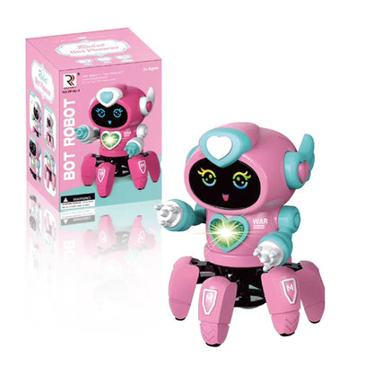 Cute 6-Claw LED Musical Dancing Robot Toy for Kids pink by HitMyNeed