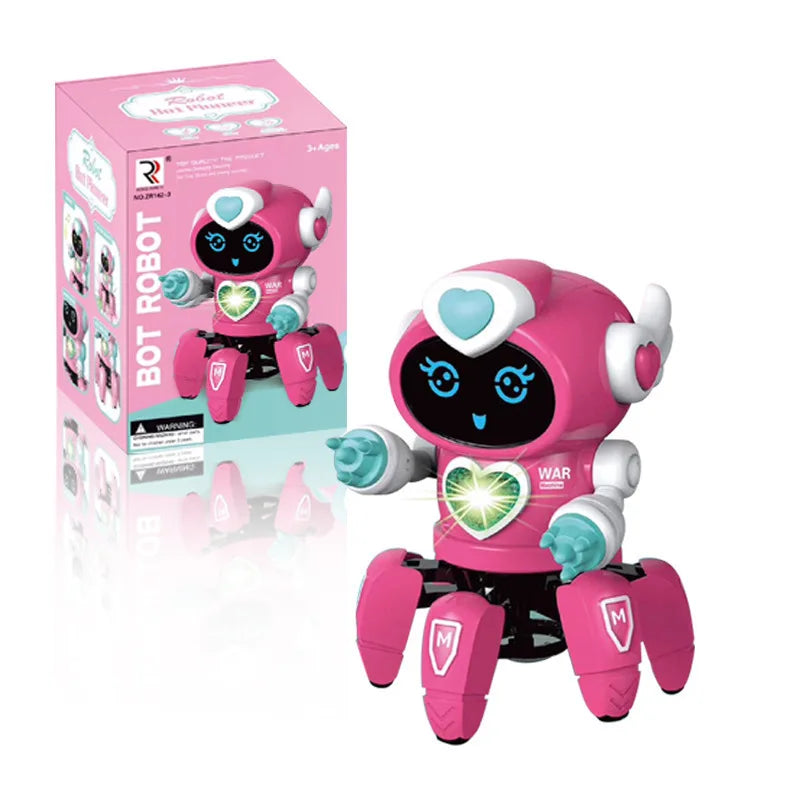 Cute 6-Claw LED Musical Dancing Robot Toy for Kids rose by HitMyNeed