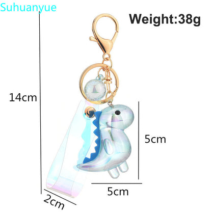 Cute Acrylic Dinosaur Keychain with Lanyard by HitMyNeed
