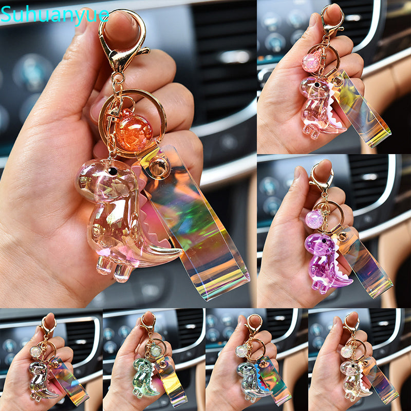 Cute Acrylic Dinosaur Keychain with Lanyard by HitMyNeed