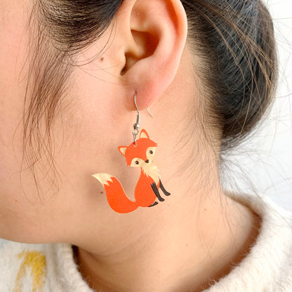 Cute Acrylic Mismatched Fox Dangle Earrings by HitMyNeed
