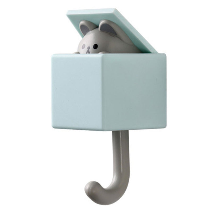 Cute Animal Wall Key Holder with Hidden Hook light-blue-mouse by HitMyNeed