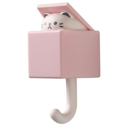 Cute Animal Wall Key Holder with Hidden Hook pink-cat by HitMyNeed
