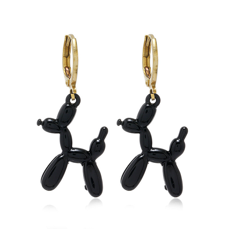 Cute Balloon Dog Earrings for Women and Girls black by HitMyNeed