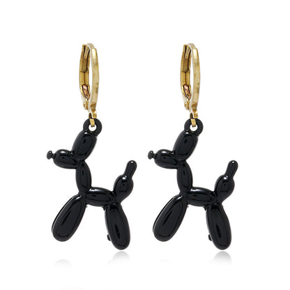Cute Balloon Dog Earrings for Women and Girls black by HitMyNeed