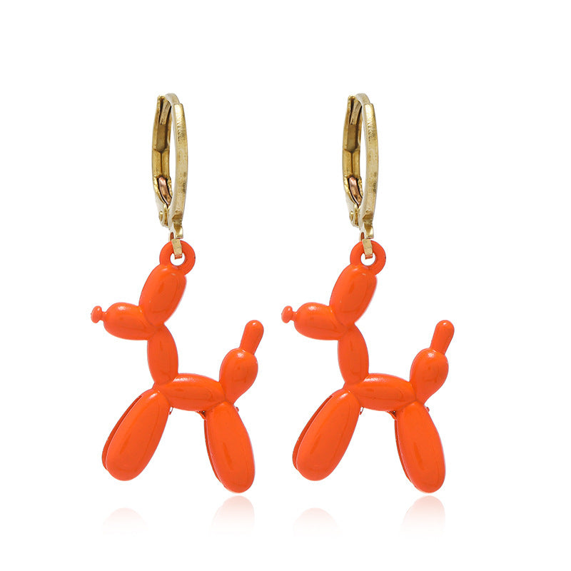 Cute Balloon Dog Earrings for Women and Girls orange by HitMyNeed