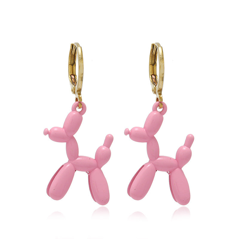 Cute Balloon Dog Earrings for Women and Girls pink by HitMyNeed