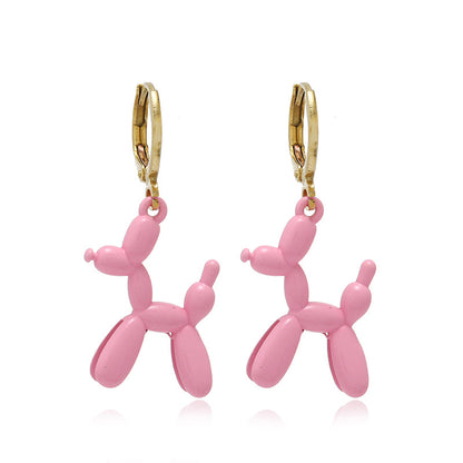 Cute Balloon Dog Earrings for Women and Girls pink by HitMyNeed