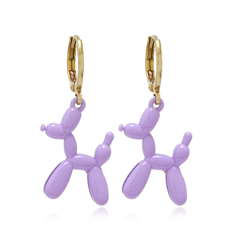 Cute Balloon Dog Earrings for Women and Girls purple by HitMyNeed