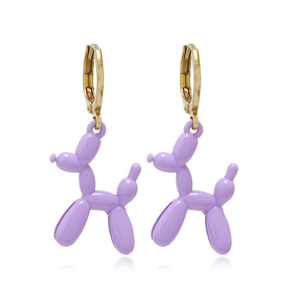 Cute Balloon Dog Earrings for Women and Girls purple by HitMyNeed