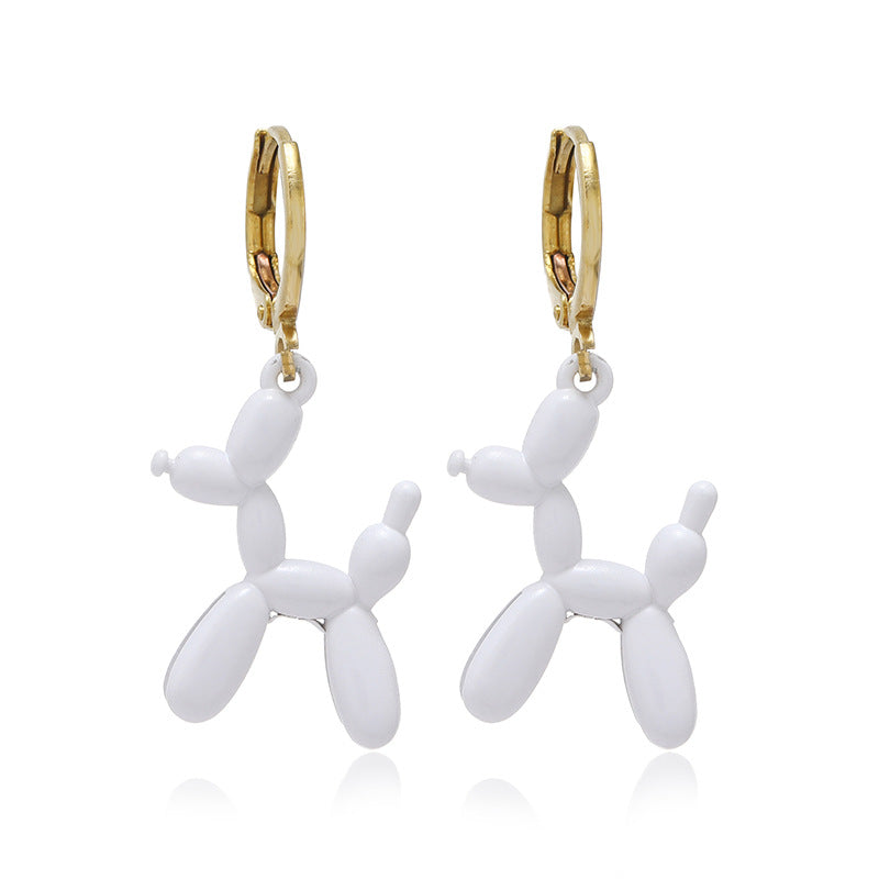 Cute Balloon Dog Earrings for Women and Girls white by HitMyNeed