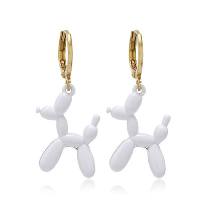 Cute Balloon Dog Earrings for Women and Girls white by HitMyNeed