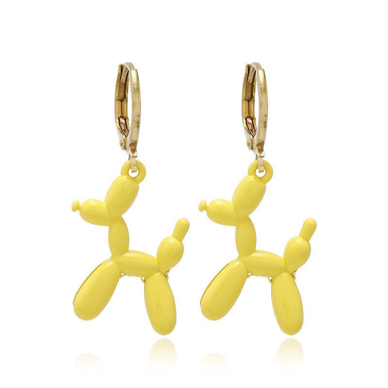 Cute Balloon Dog Earrings for Women and Girls yellow by HitMyNeed