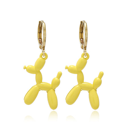Cute Balloon Dog Earrings for Women and Girls yellow by HitMyNeed