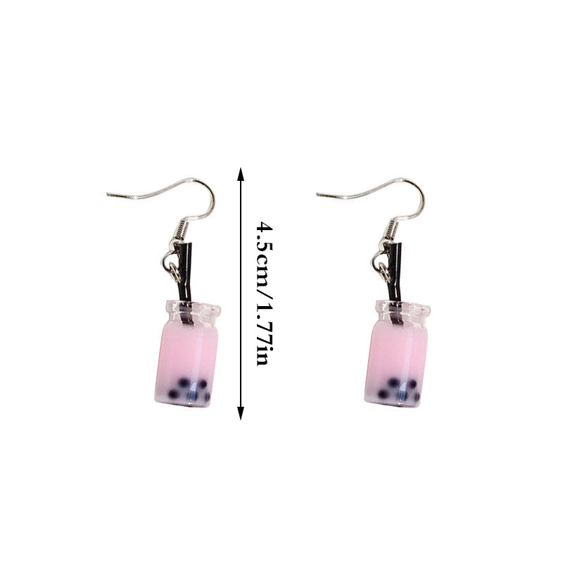 Cute Bubble Tea Dangle Earrings for Women by HitMyNeed