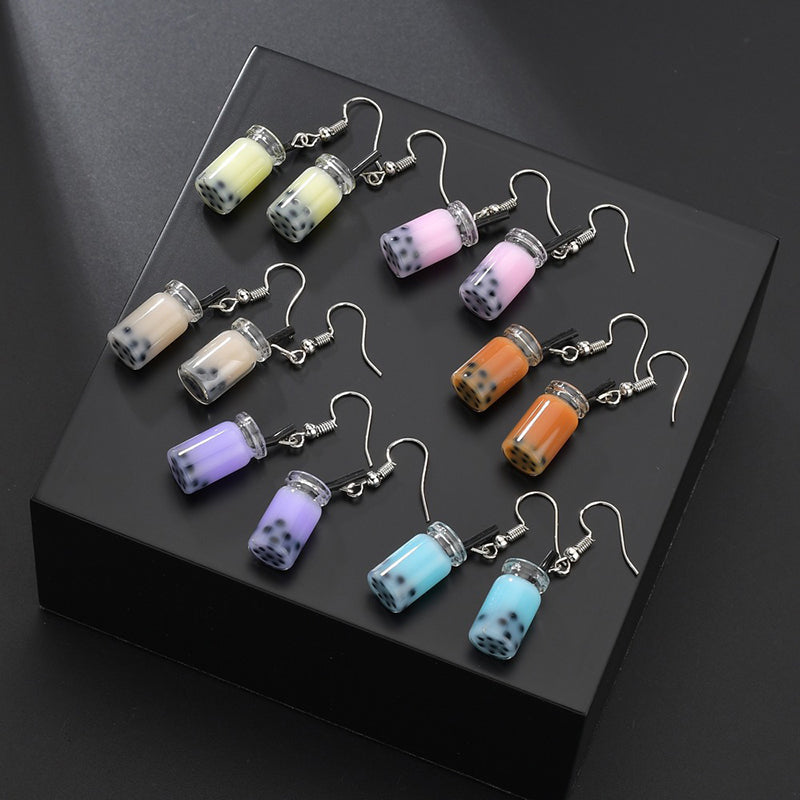 Cute Bubble Tea Dangle Earrings for Women by HitMyNeed