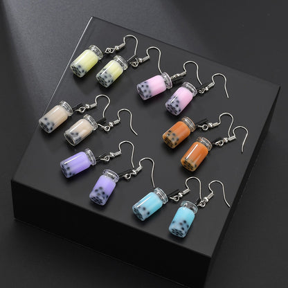 Cute Bubble Tea Dangle Earrings for Women by HitMyNeed