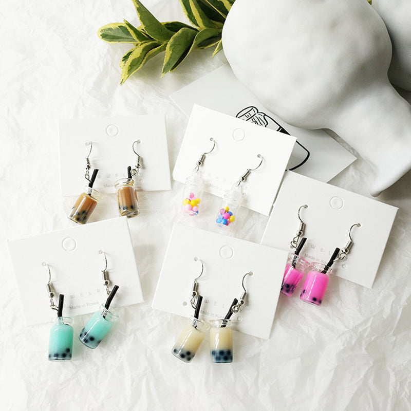 Cute Bubble Tea Dangle Earrings for Women by HitMyNeed