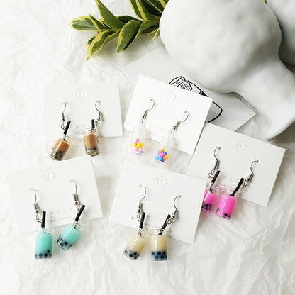Cute Bubble Tea Dangle Earrings for Women by HitMyNeed