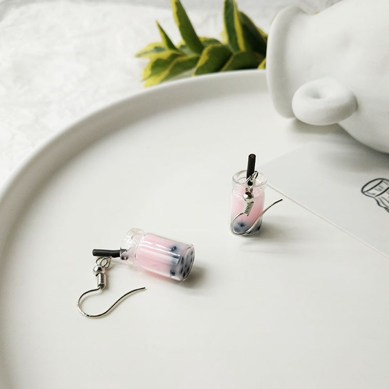 Cute Bubble Tea Dangle Earrings for Women c by HitMyNeed