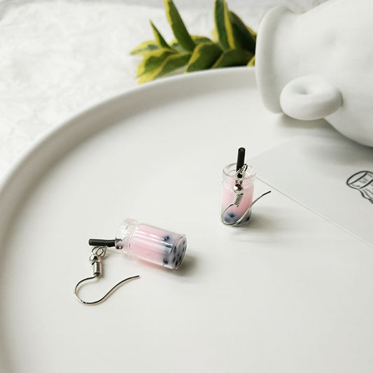 Cute Bubble Tea Dangle Earrings for Women c by HitMyNeed