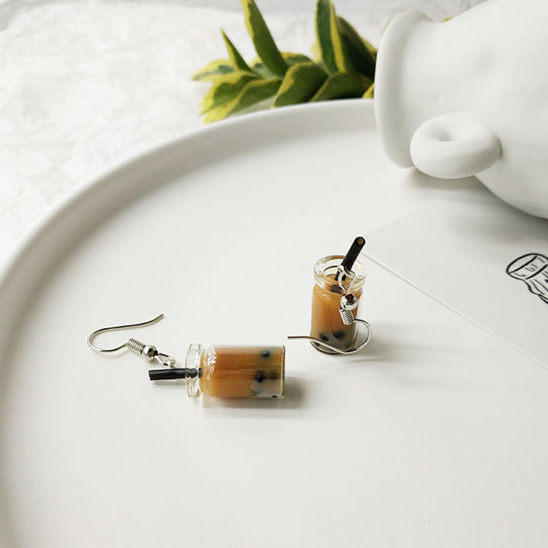 Cute Bubble Tea Dangle Earrings for Women d by HitMyNeed