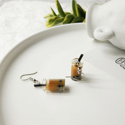 Cute Bubble Tea Dangle Earrings for Women d by HitMyNeed