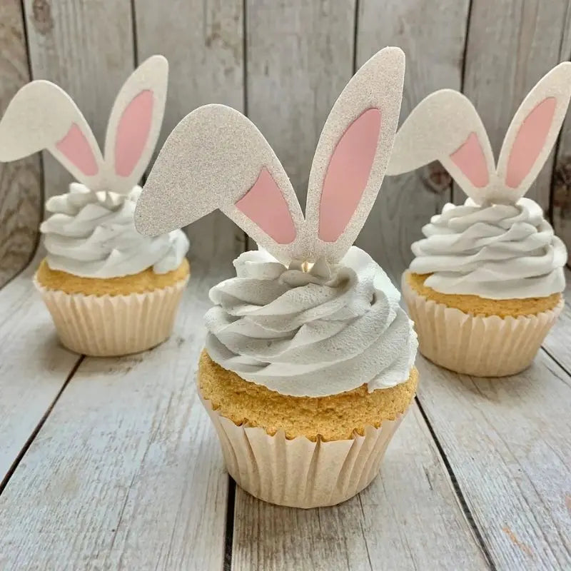 Cute Bunny Ears Cake Toppers for Desserts (12/24pcs) by HitMyNeed