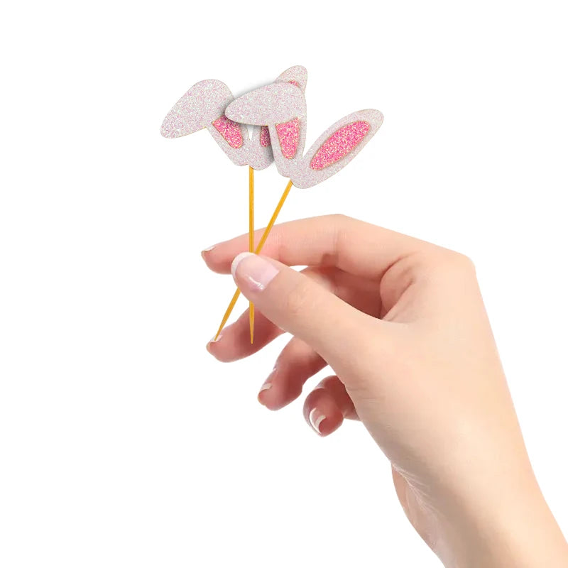 Cute Bunny Ears Cake Toppers for Desserts (12/24pcs) by HitMyNeed