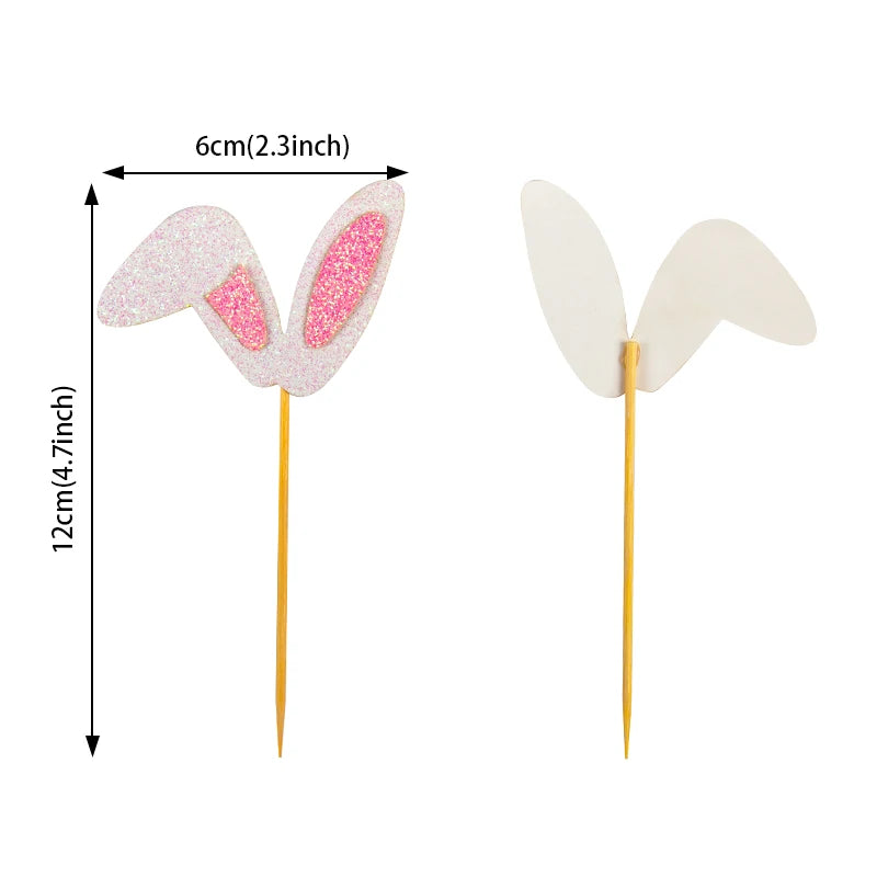 Cute Bunny Ears Cake Toppers for Desserts (12/24pcs) by HitMyNeed