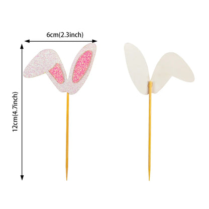 Cute Bunny Ears Cake Toppers for Desserts (12/24pcs) by HitMyNeed