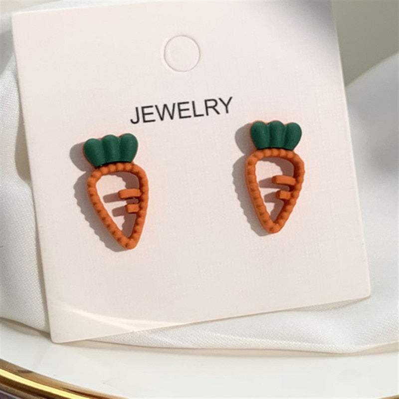 Cute Carrot Stud Earrings for Women by HitMyNeed