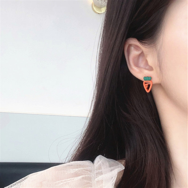 Cute Carrot Stud Earrings for Women by HitMyNeed