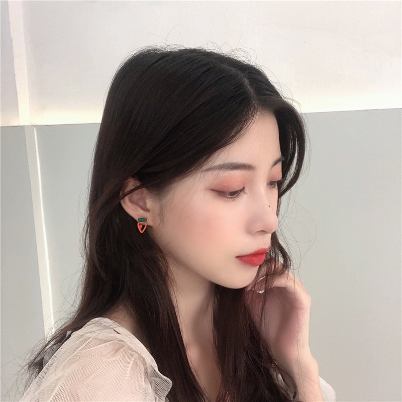 Cute Carrot Stud Earrings for Women by HitMyNeed