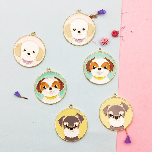Cute Cartoon Metal Dog Collar Charms, Set of 10 by HitMyNeed