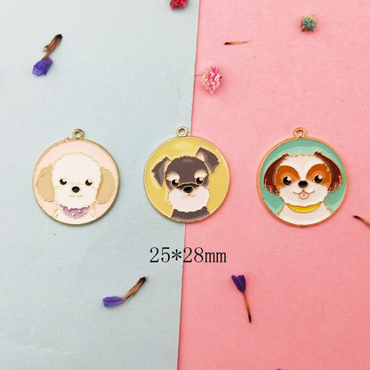 Cute Cartoon Metal Dog Collar Charms, Set of 10 by HitMyNeed