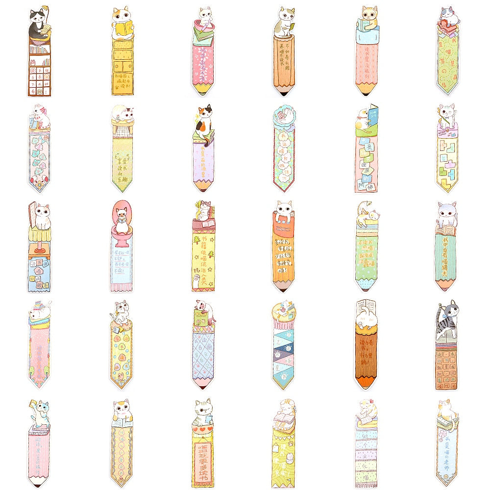 Cute Cat Bookmarks Set of 30 by HitMyNeed
