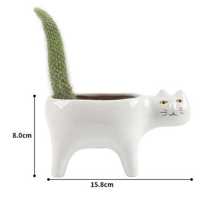 Cute Ceramic Cat Planter Pot for Small Plants by HitMyNeed