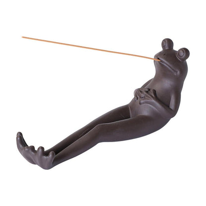 Cute Ceramic Frog Incense Holder with Ash Catcher by HitMyNeed