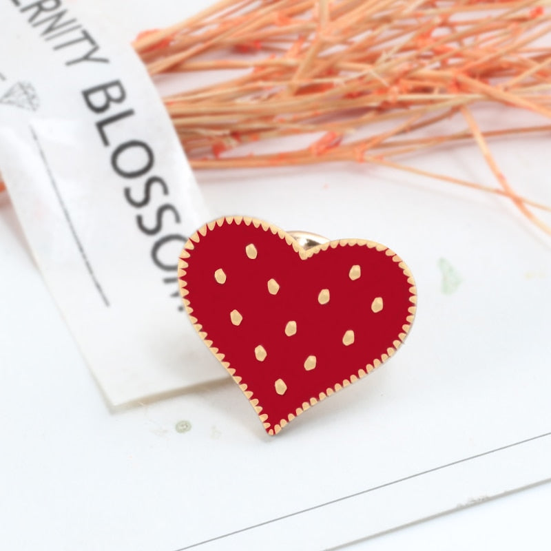 Cute Enamel Heart Brooch Pin Set (2 Pieces) by HitMyNeed