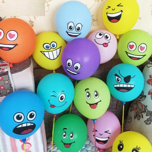 Cute Face Latex Balloons 12" (10 Pack) by HitMyNeed