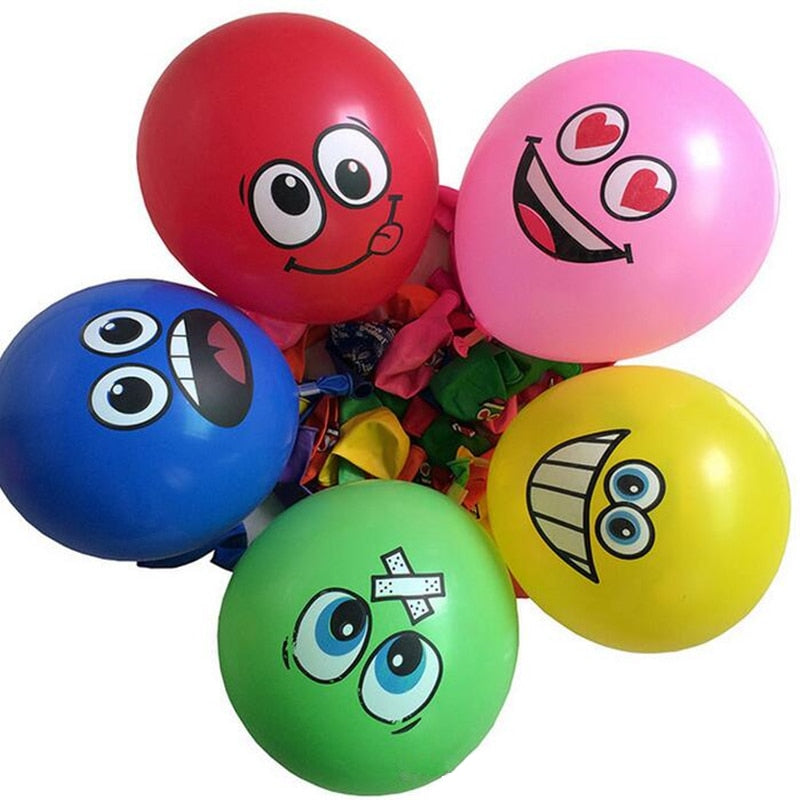 Cute Face Latex Balloons 12" (10 Pack) by HitMyNeed