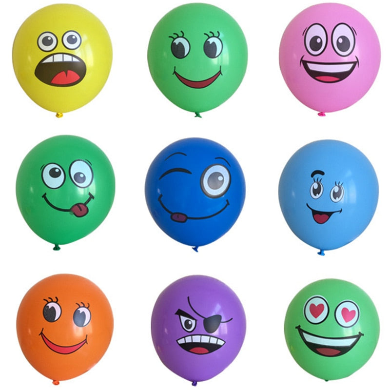 Cute Face Latex Balloons 12" (10 Pack) by HitMyNeed